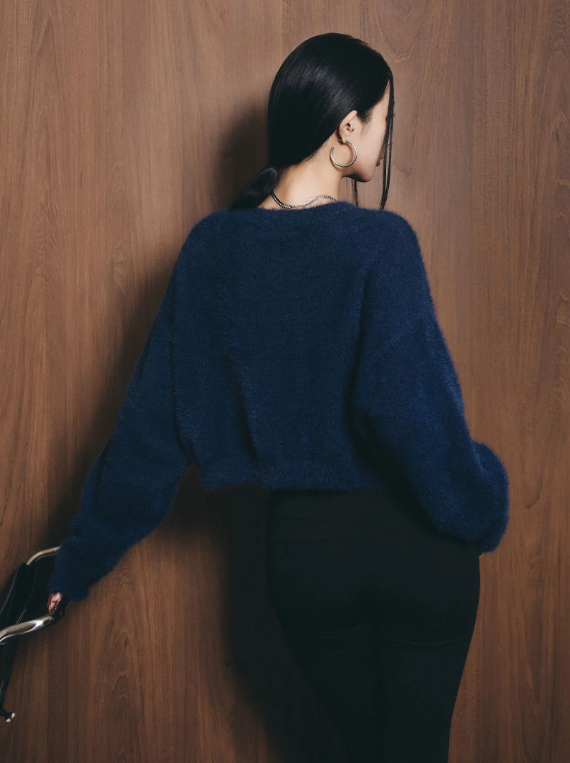 2.0短版水貂毛純色毛衣