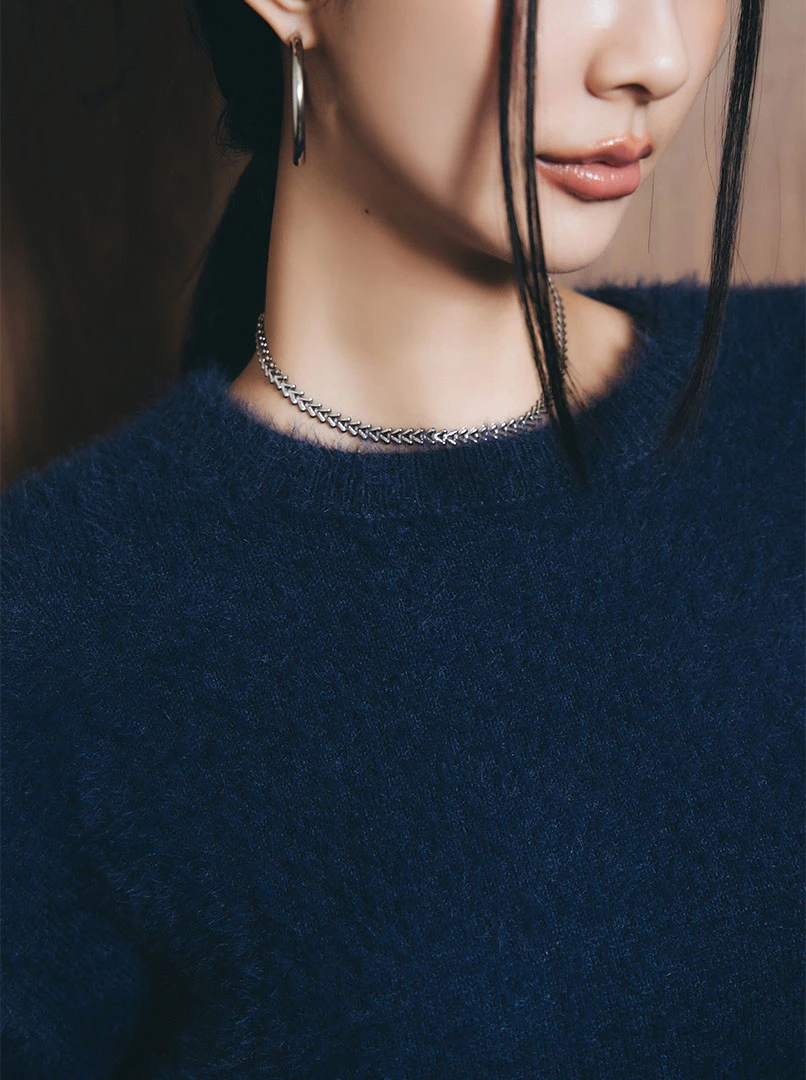 2.0短版水貂毛純色毛衣