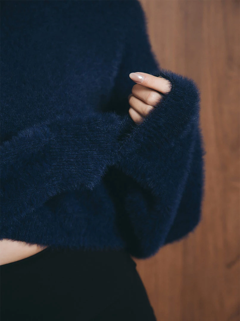 2.0短版水貂毛純色毛衣