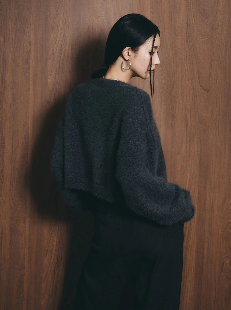 短版水貂毛純色毛衣