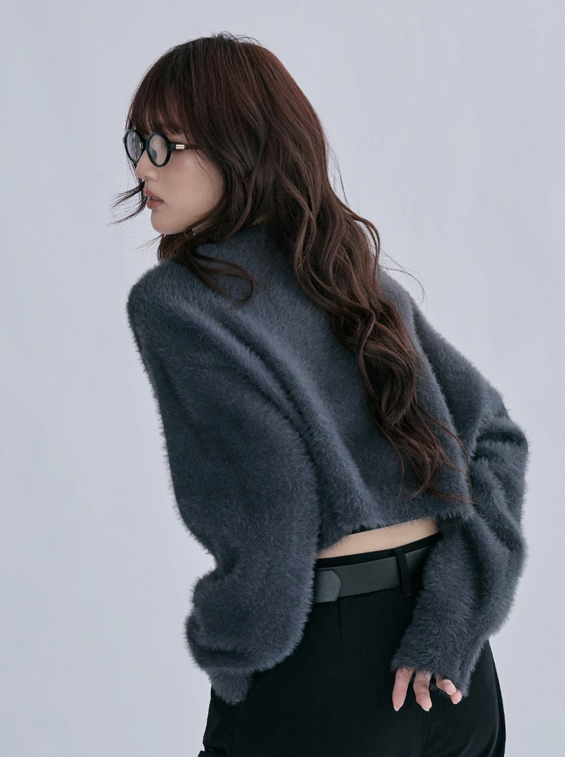 2.0短版水貂毛純色毛衣