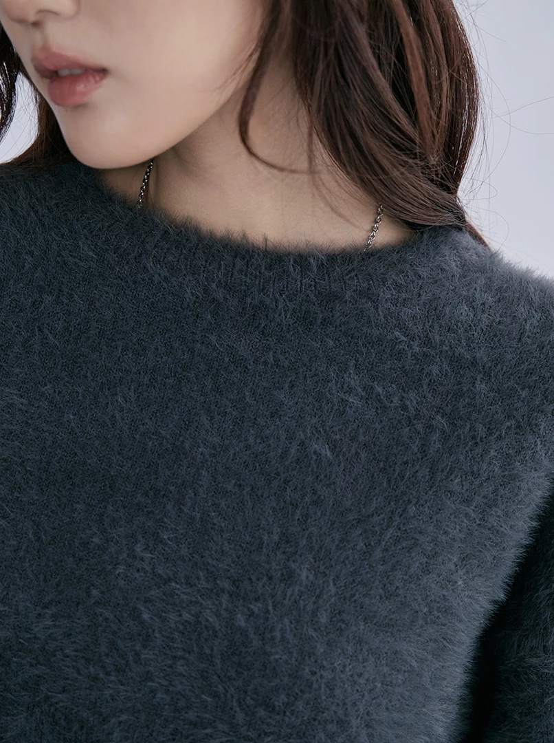 2.0短版水貂毛純色毛衣