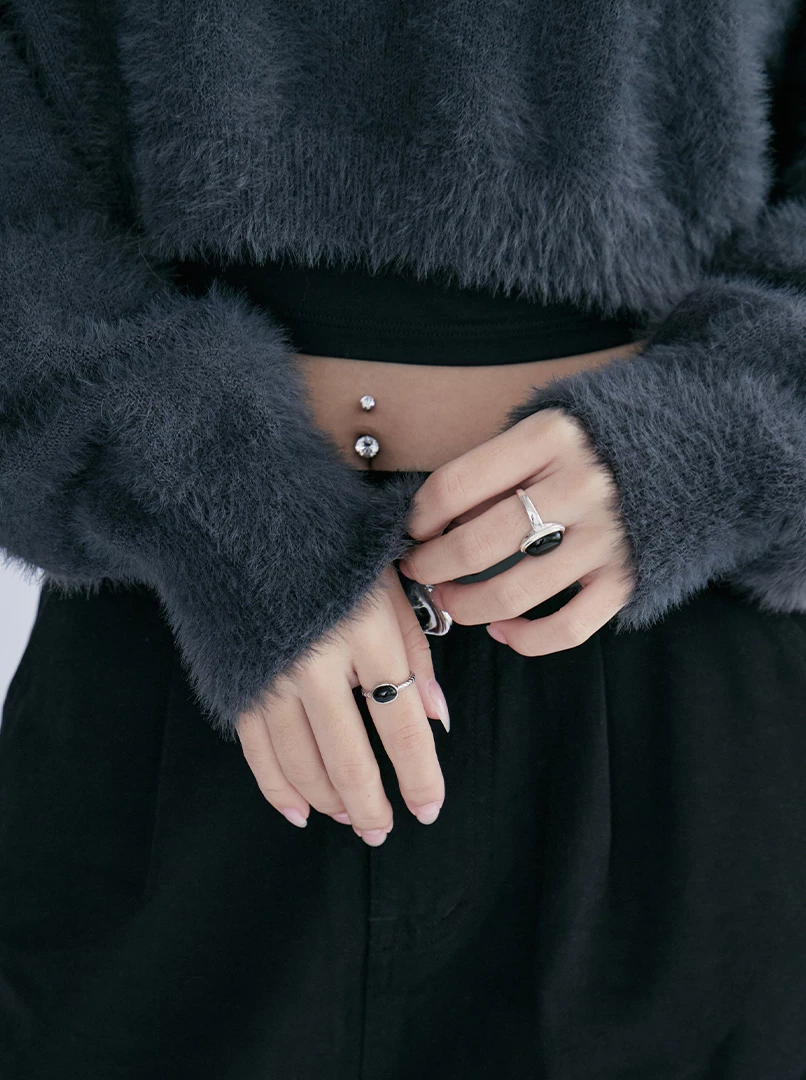 2.0短版水貂毛純色毛衣