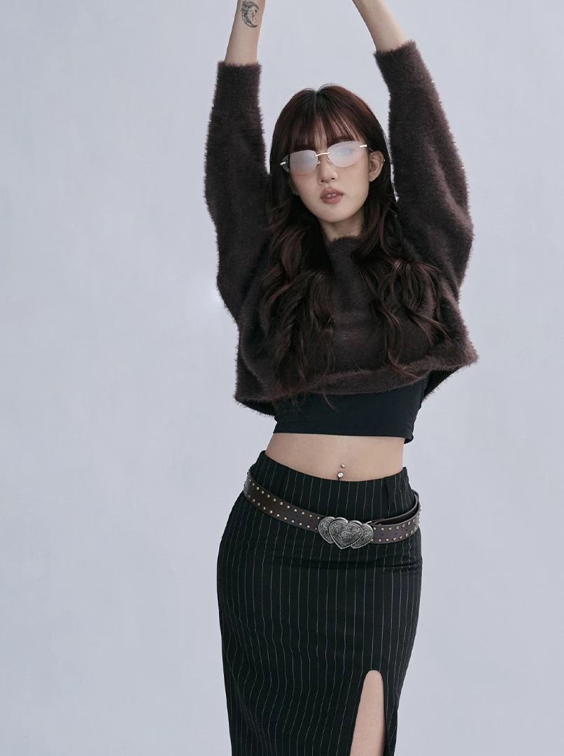 2.0短版水貂毛純色毛衣