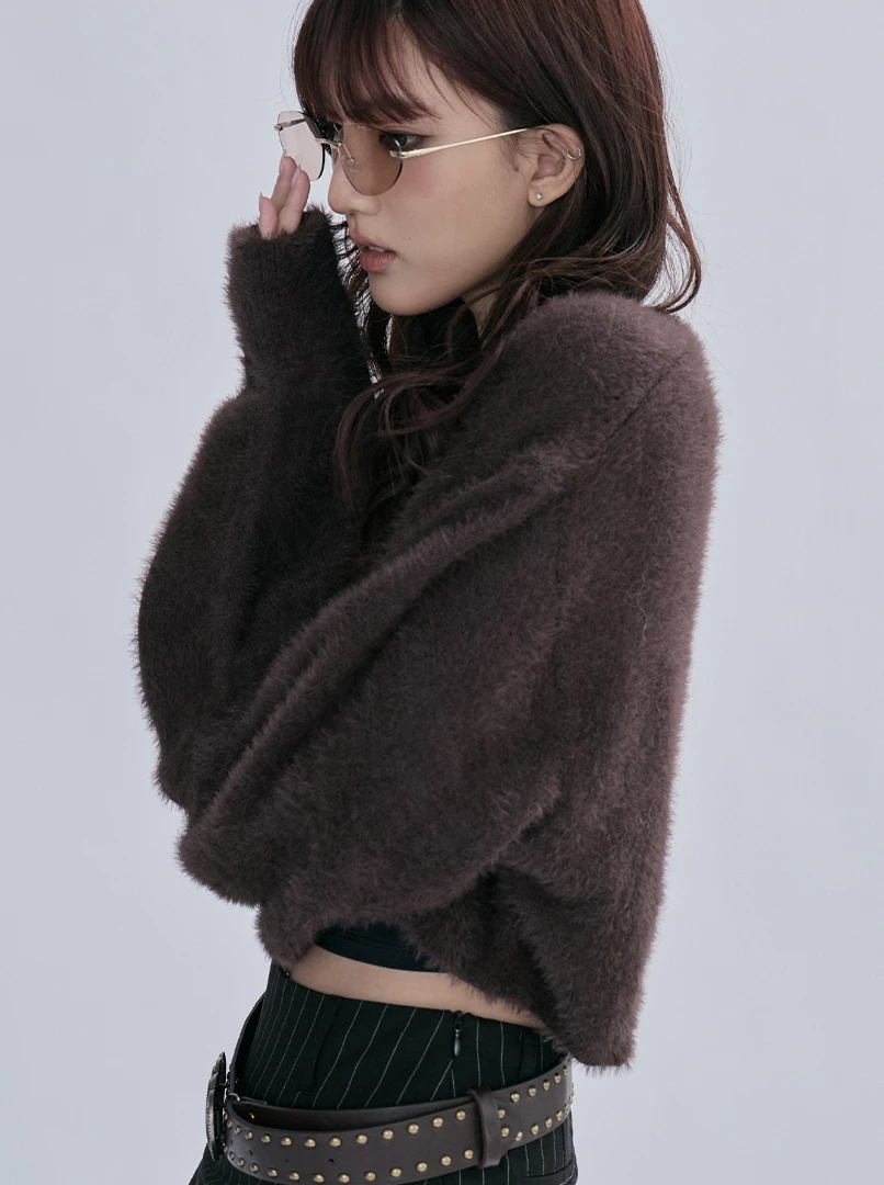 2.0短版水貂毛純色毛衣