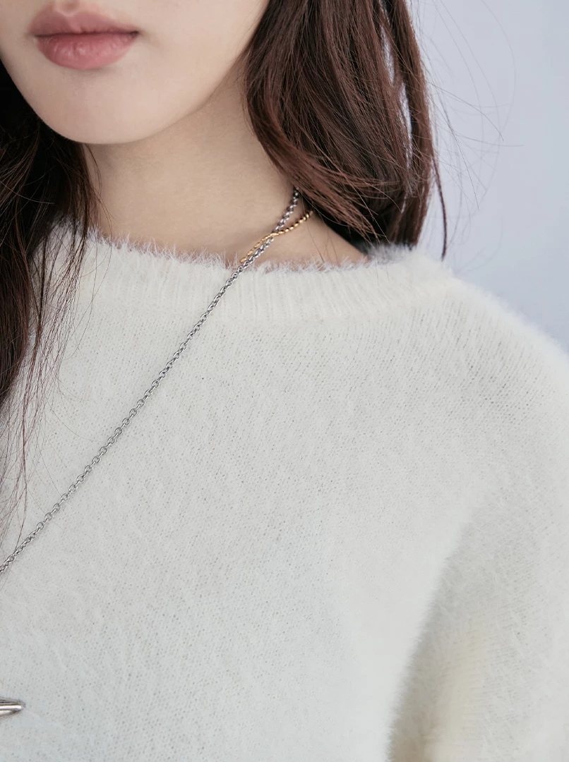 2.0短版水貂毛純色毛衣