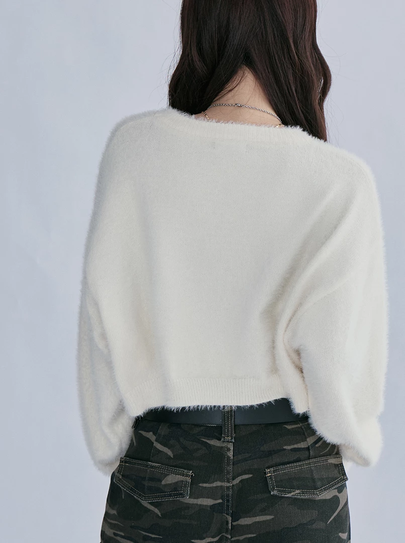 2.0短版水貂毛純色毛衣