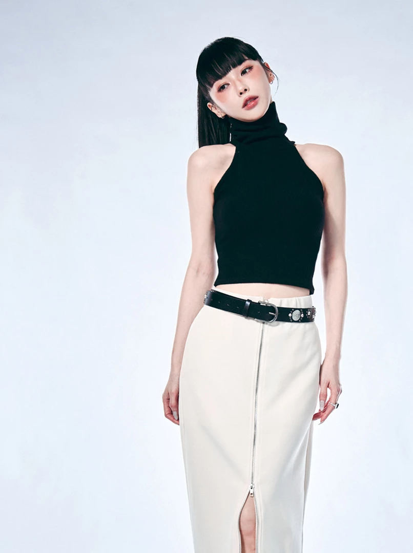 簡約高領無袖上衣