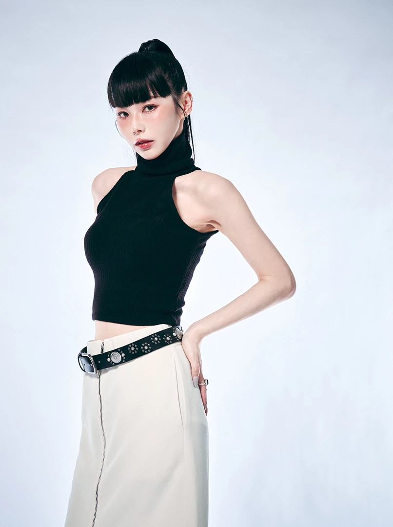 簡約高領無袖上衣