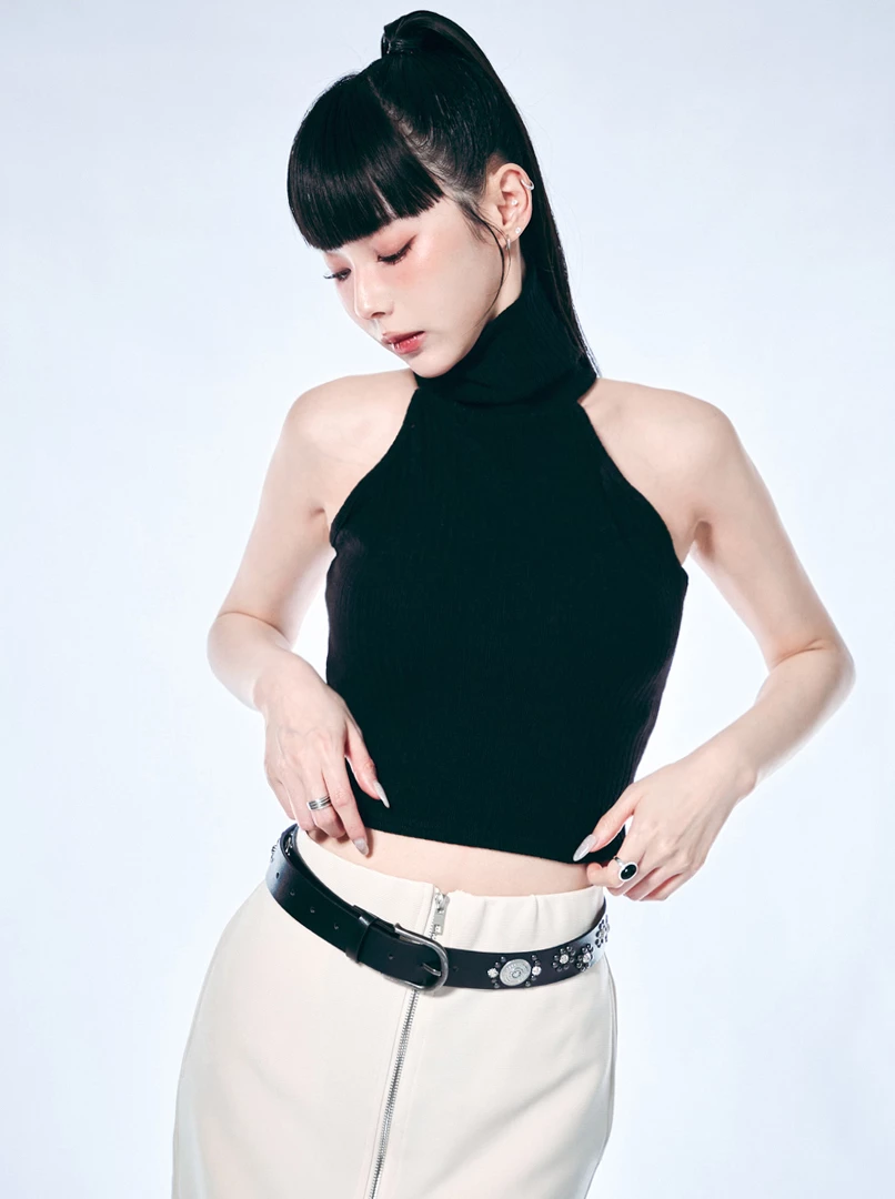 簡約高領無袖上衣