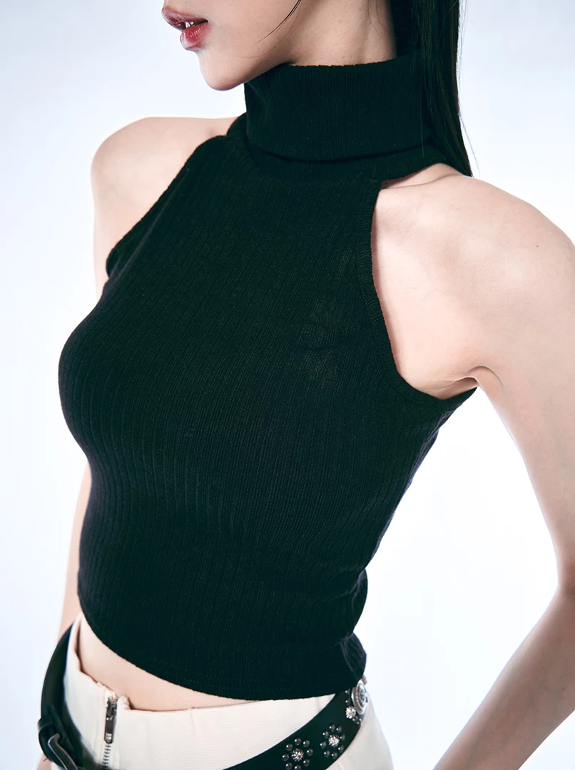 簡約高領無袖上衣