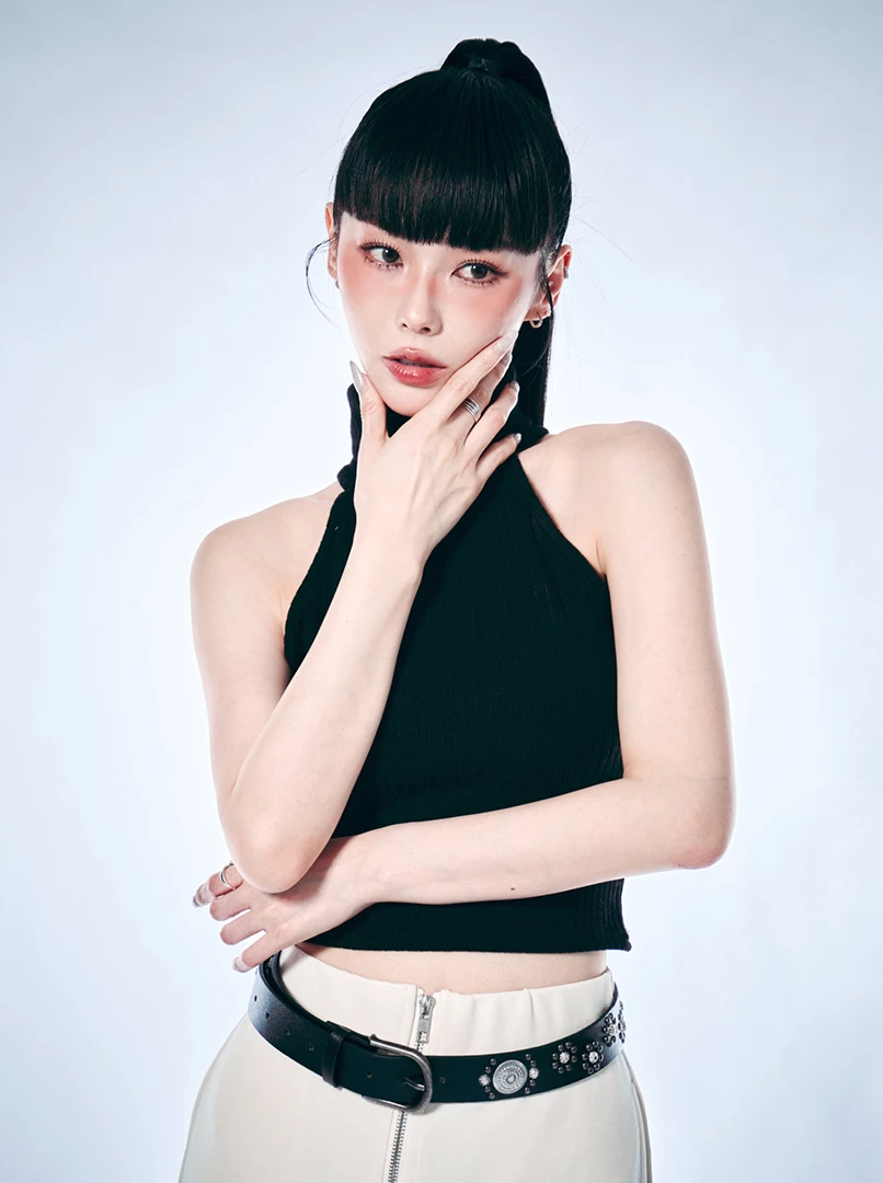 簡約高領無袖上衣