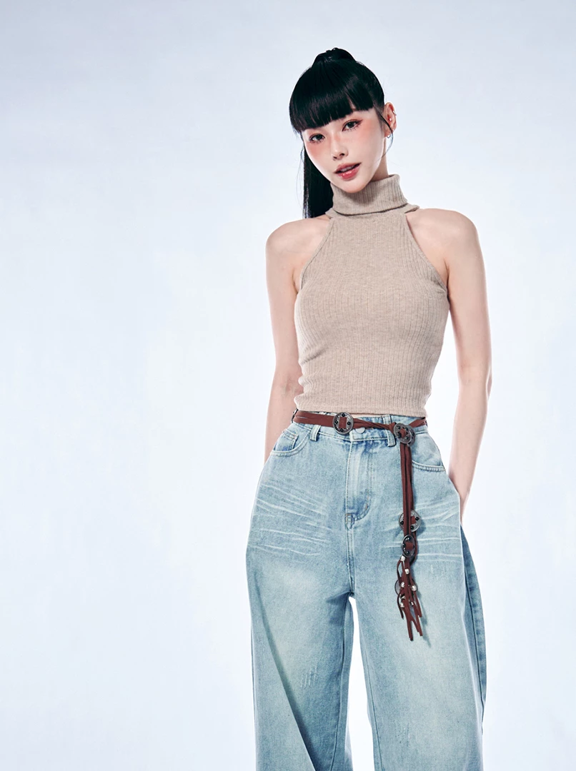 簡約高領無袖上衣