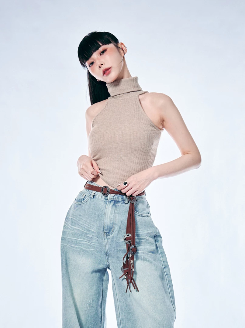 簡約高領無袖上衣