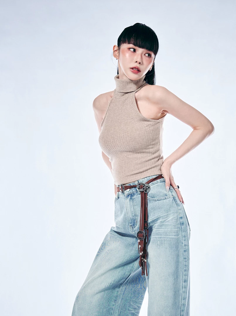 簡約高領無袖上衣