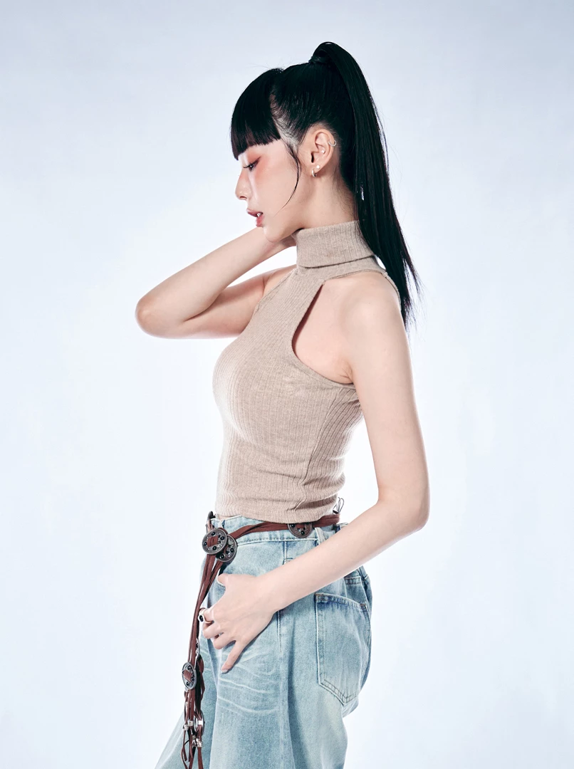 簡約高領無袖上衣