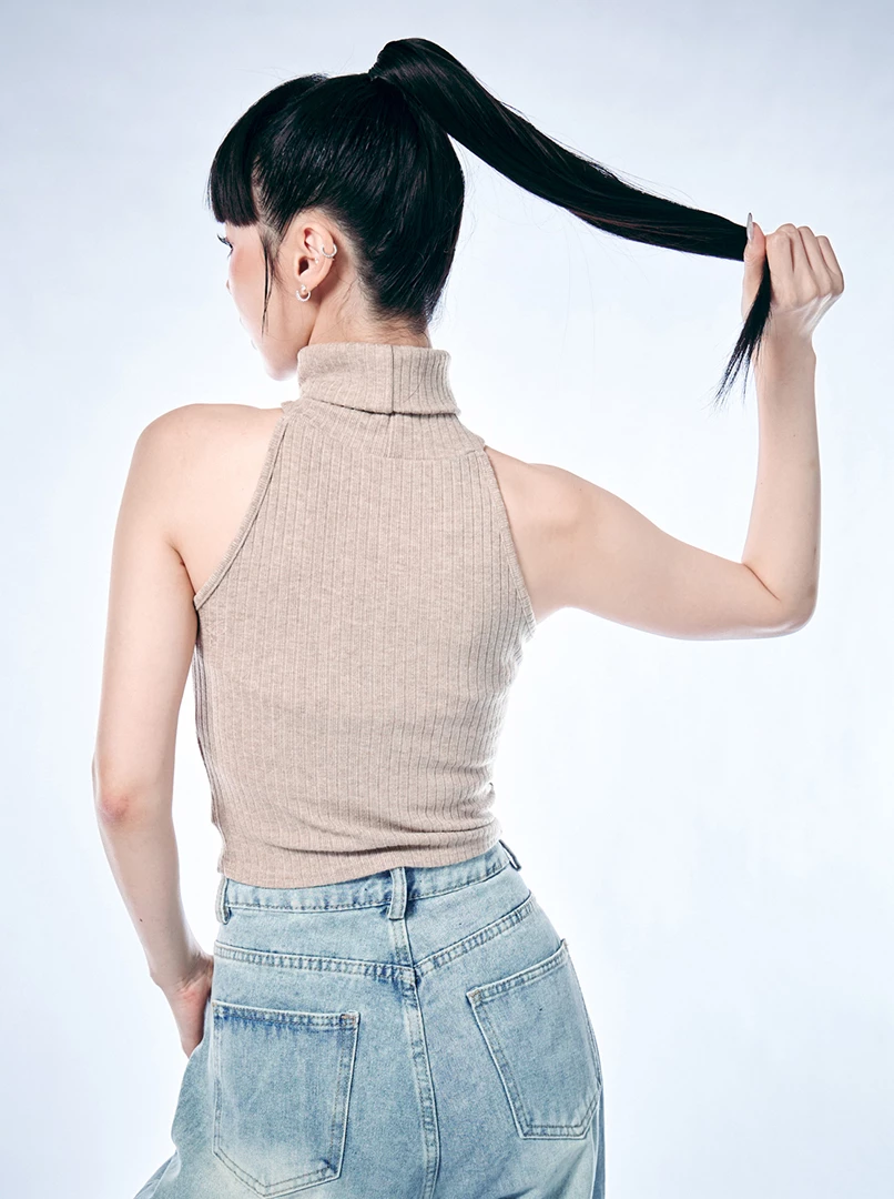 簡約高領無袖上衣