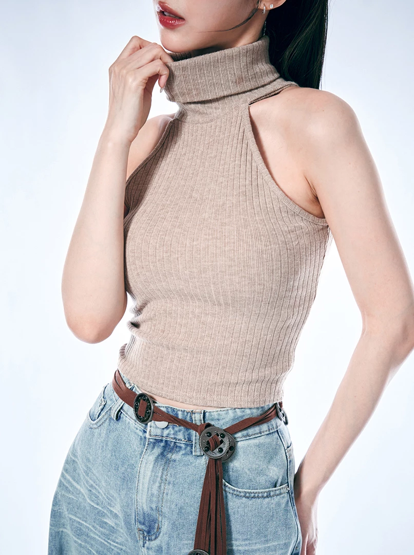 簡約高領無袖上衣
