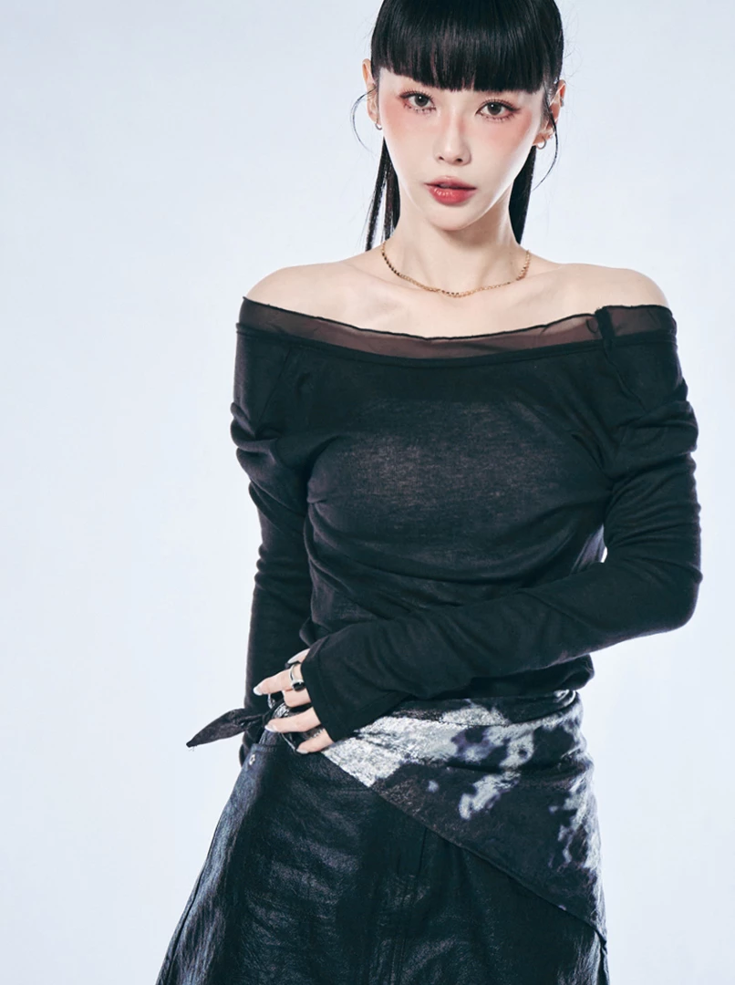 雪紡拼接設計美背上衣