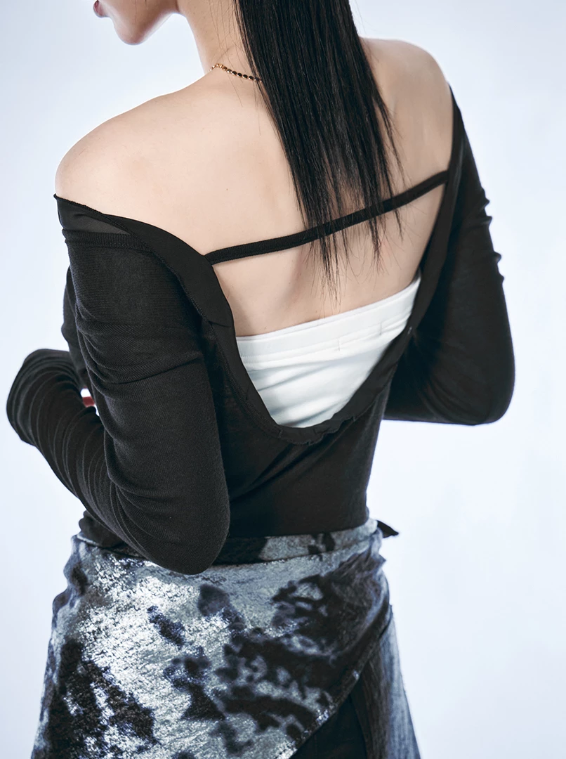 雪紡拼接設計美背上衣