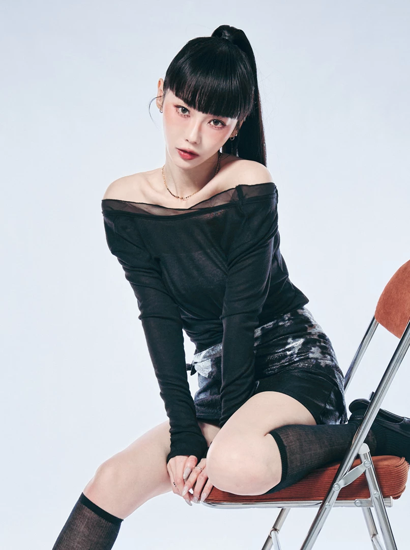 雪紡拼接設計美背上衣