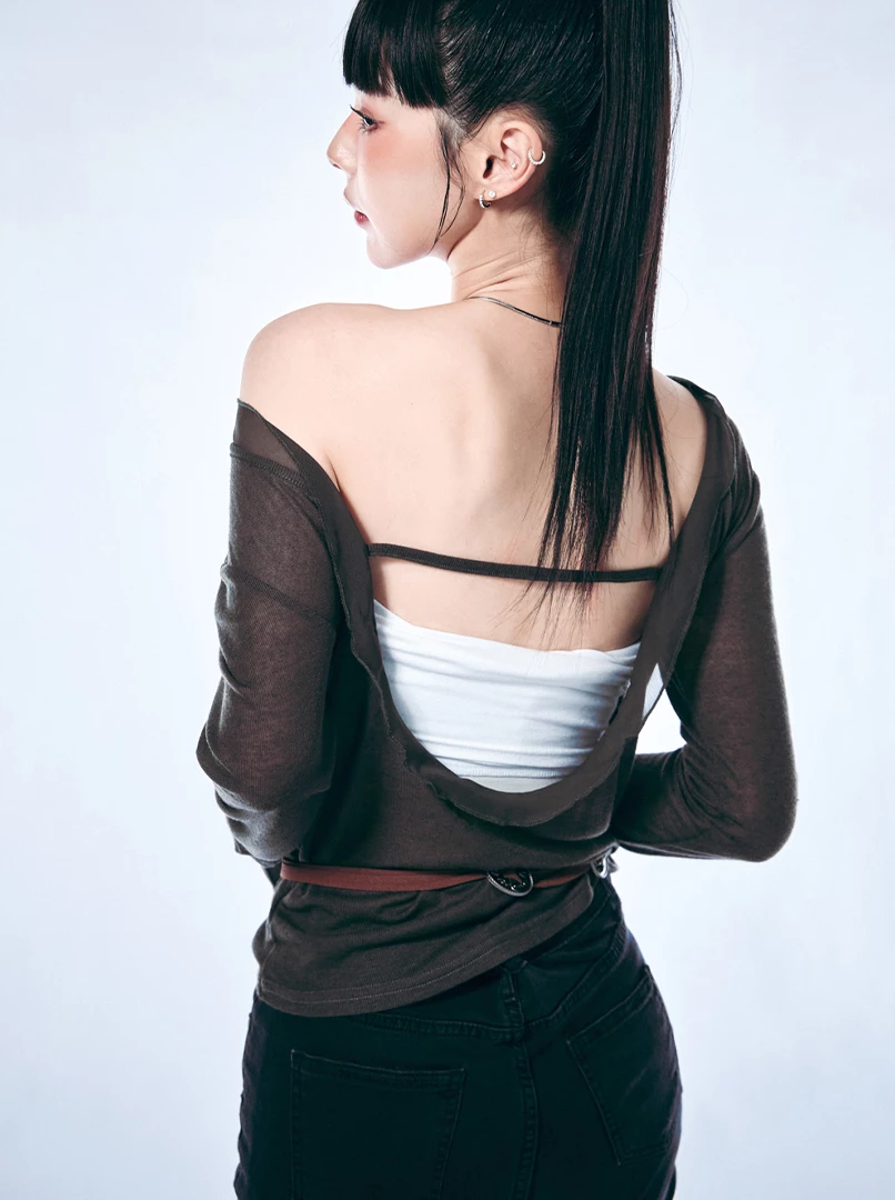 雪紡拼接設計美背上衣