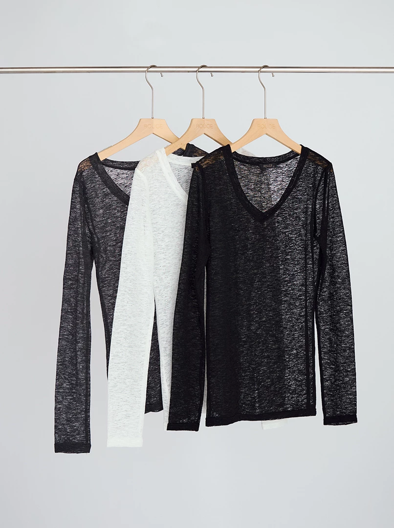 V領半透視微辣上衣