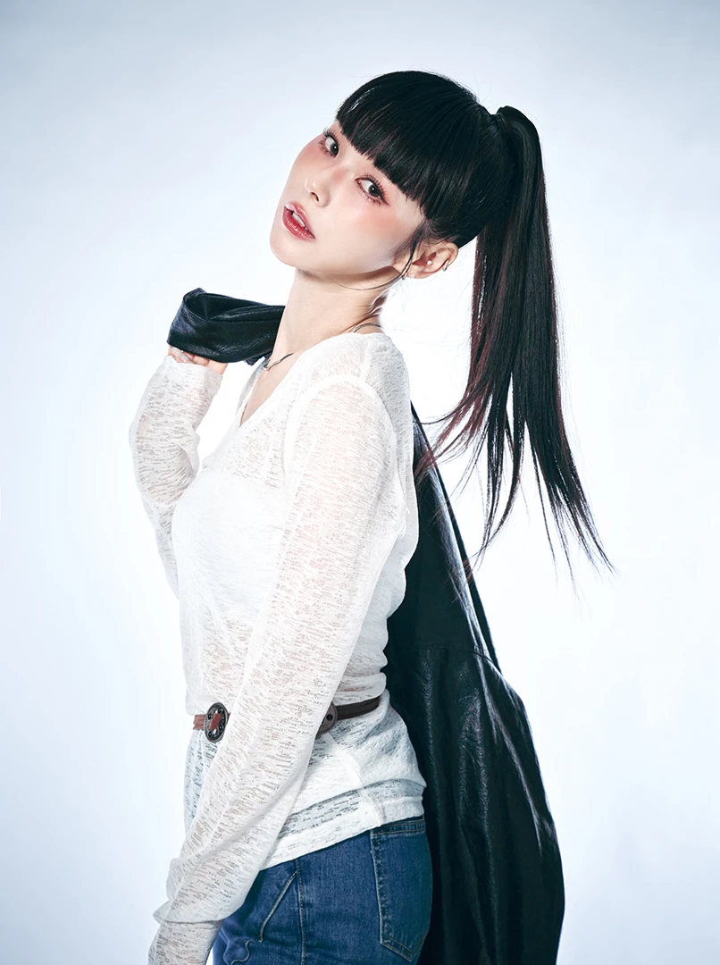 V領半透視微辣上衣