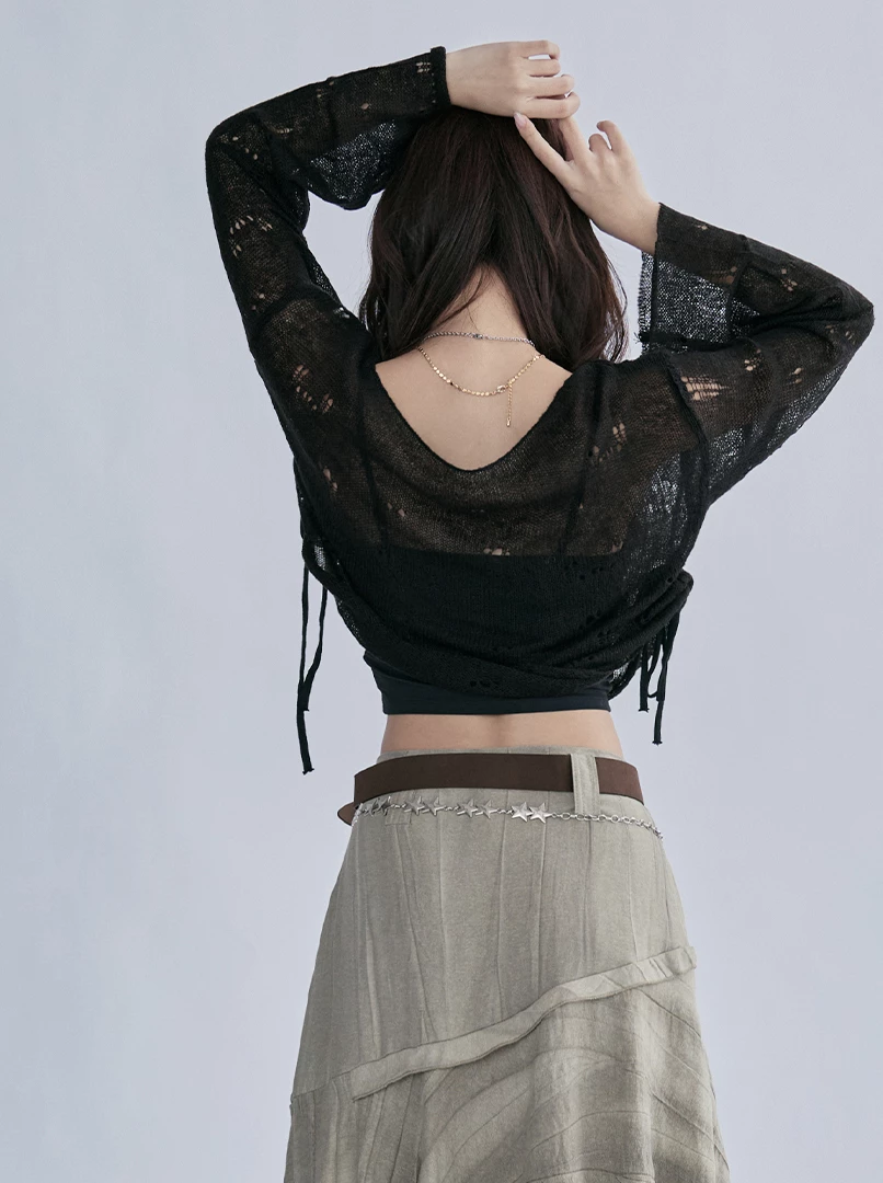 ins薄款一字肩抽皺上衣