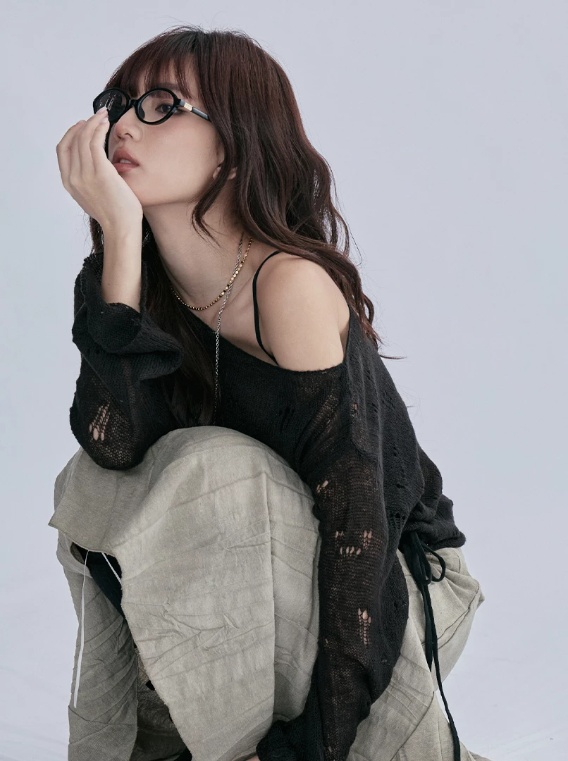 ins薄款一字肩抽皺上衣