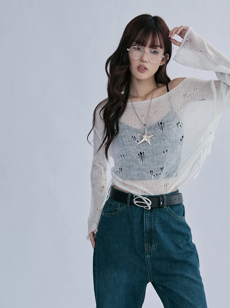 ins薄款一字肩抽皺上衣