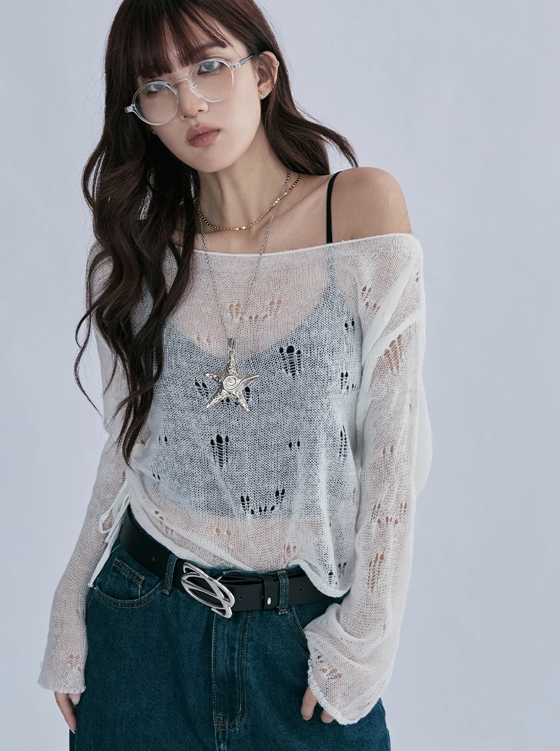 ins薄款一字肩抽皺上衣