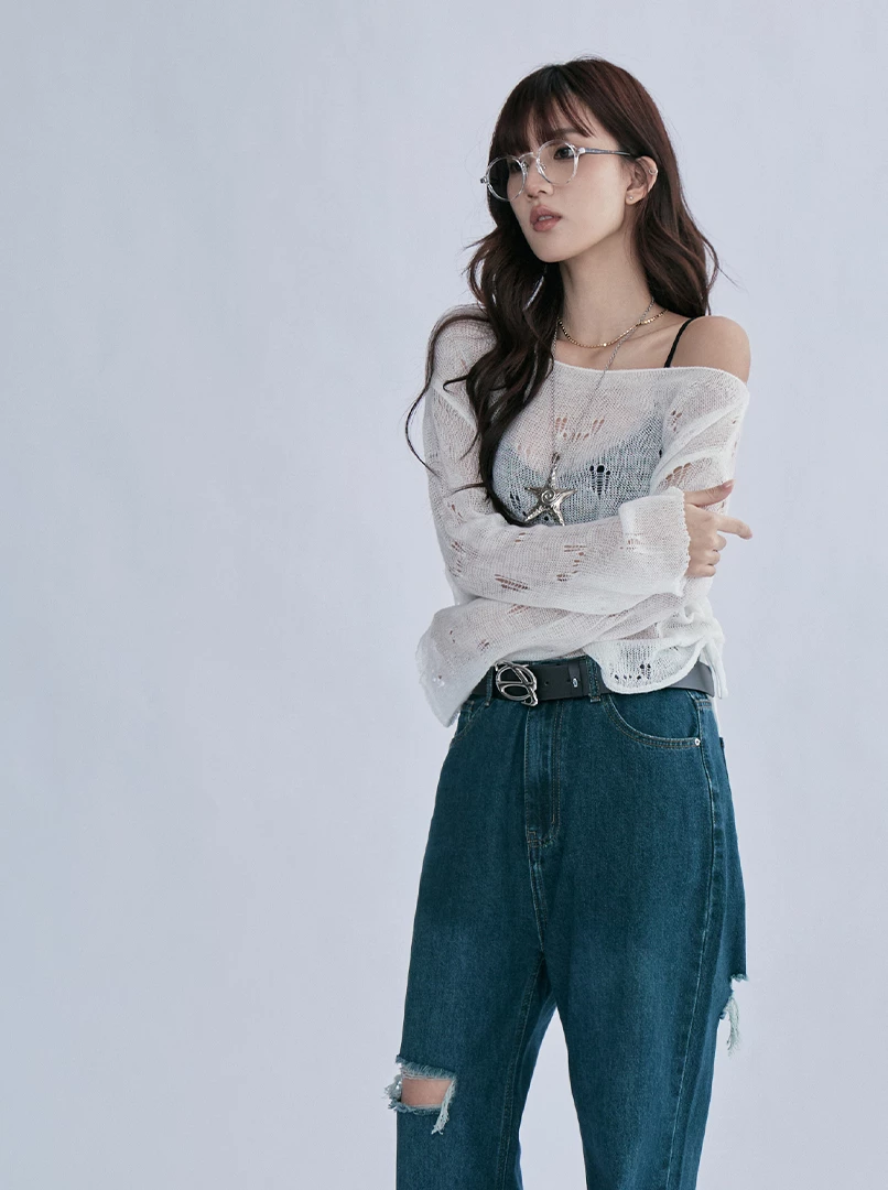 ins薄款一字肩抽皺上衣