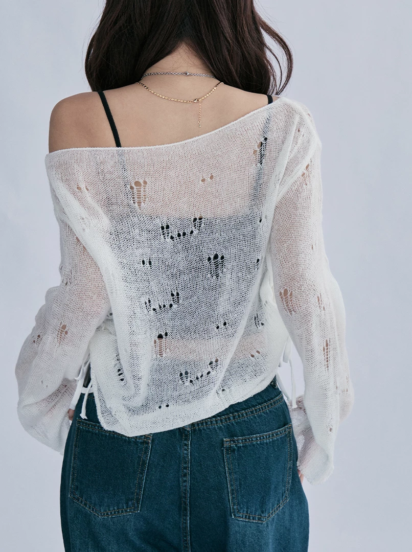 ins薄款一字肩抽皺上衣