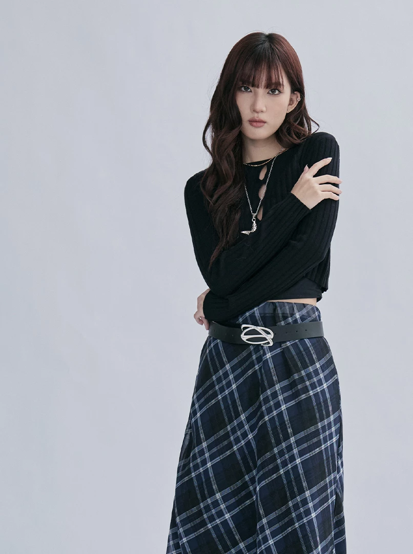 鏤空微辣針織長袖衫