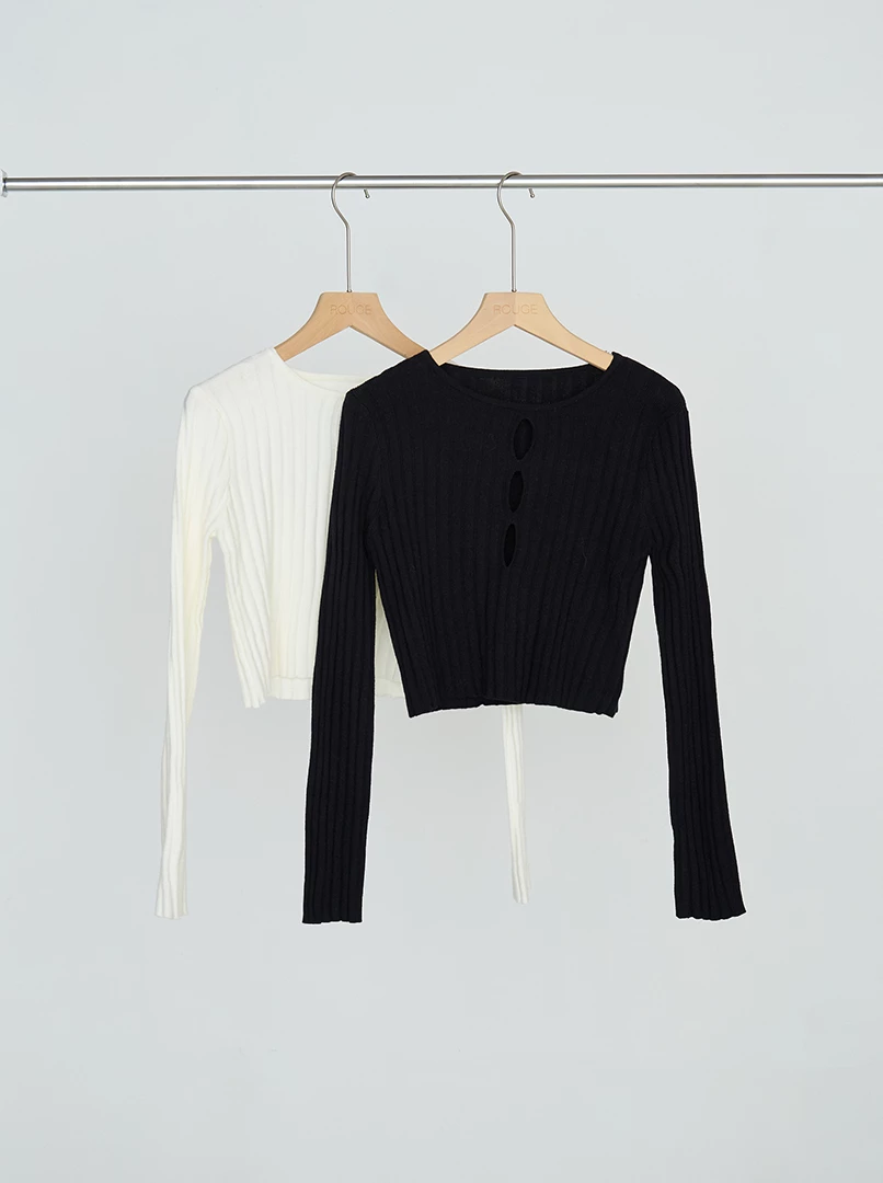 鏤空微辣針織長袖衫