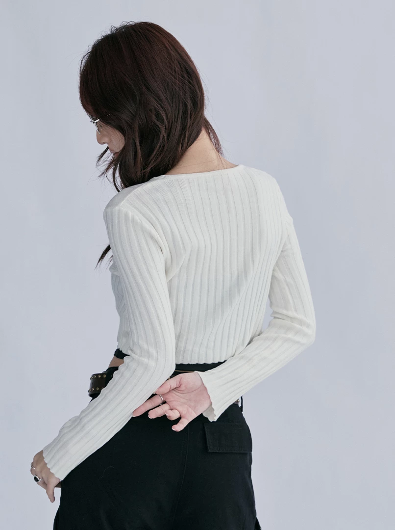 鏤空微辣針織長袖衫