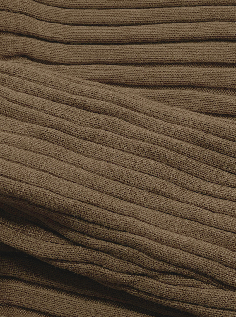 坑條毛毛背心長袖上衣