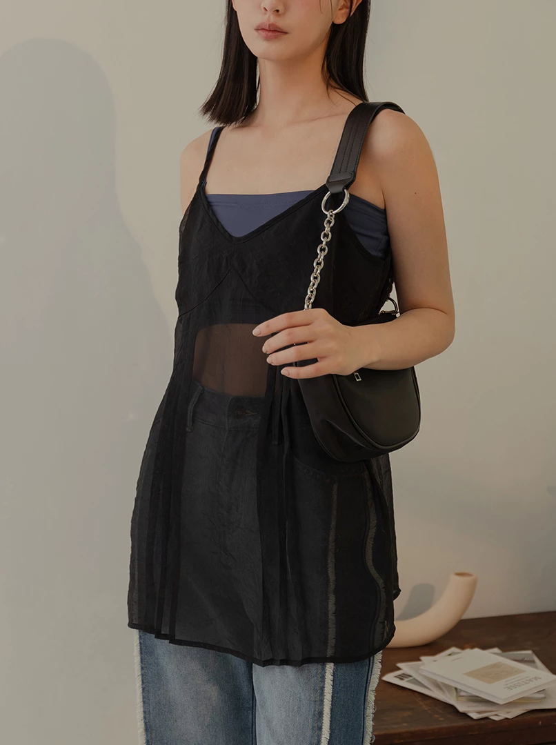 透膚細肩雪紡背心