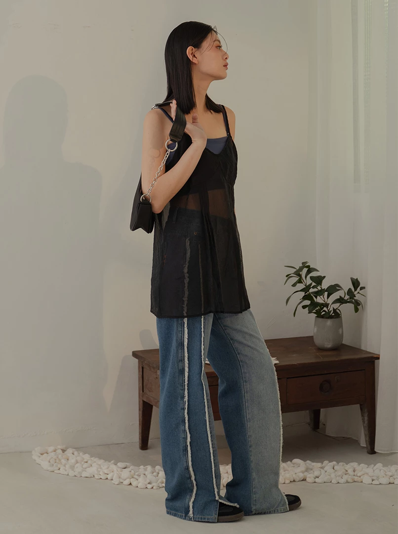 透膚細肩雪紡背心