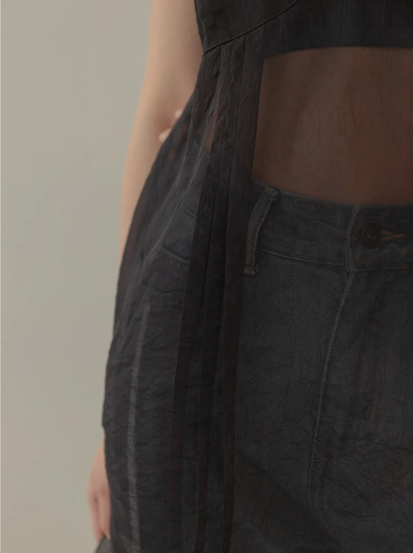 透膚細肩雪紡背心