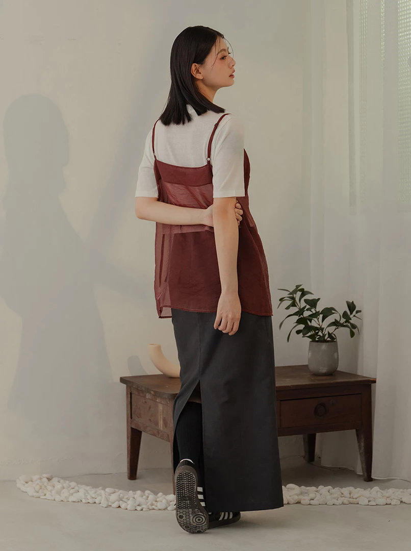 透膚細肩雪紡背心