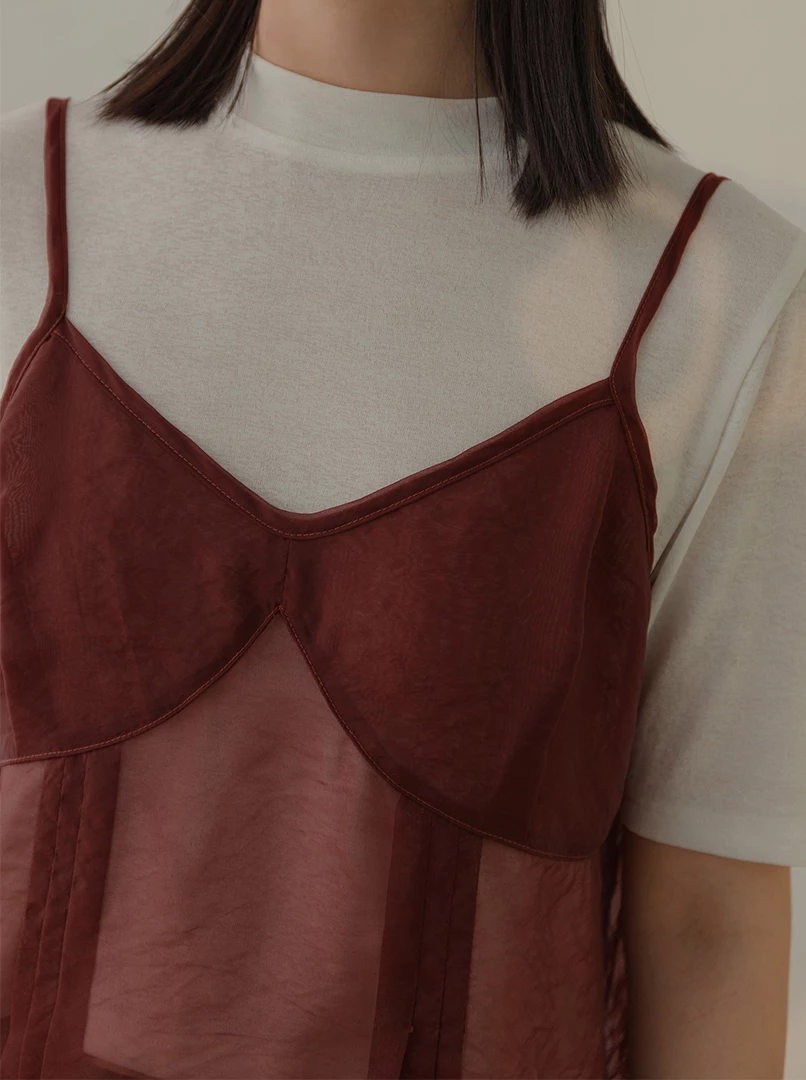透膚細肩雪紡背心