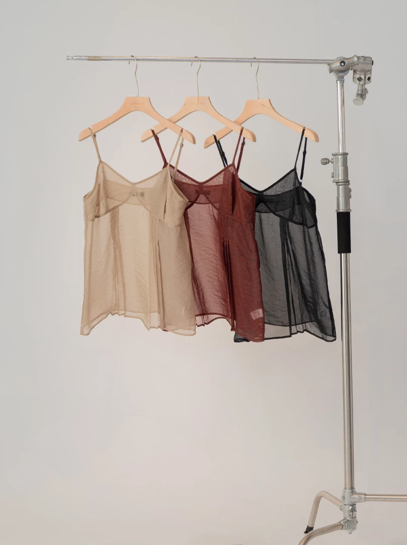 透膚細肩雪紡背心