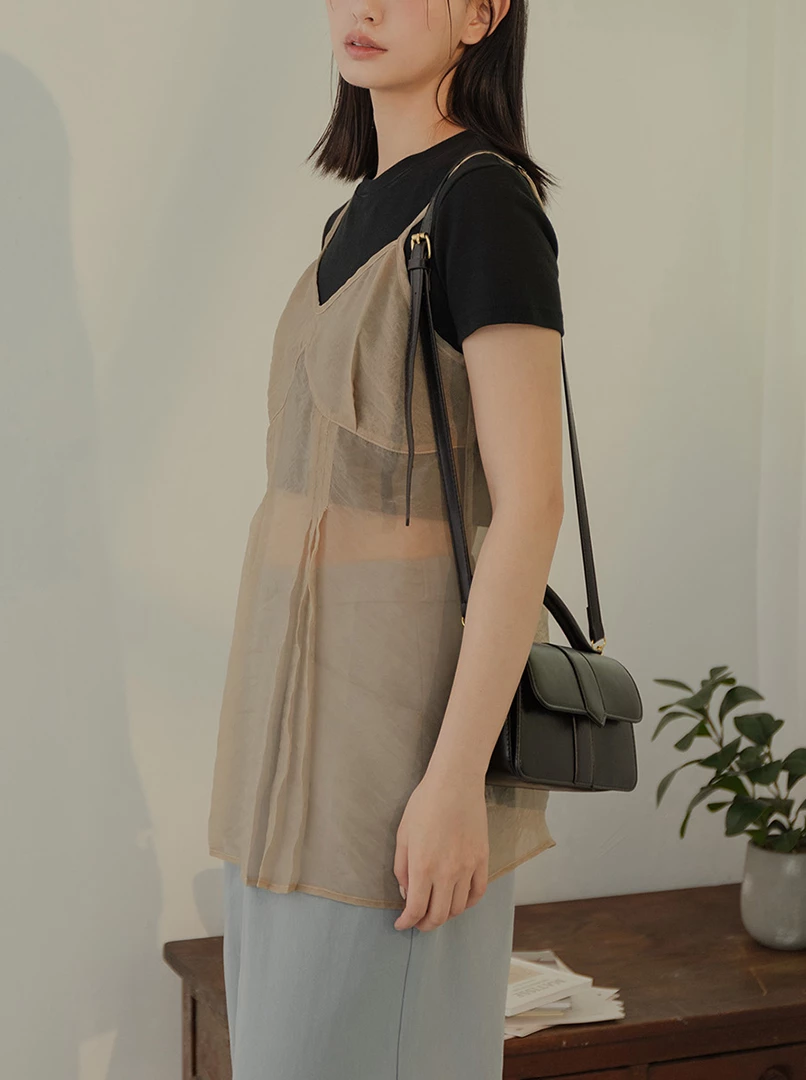 透膚細肩雪紡背心