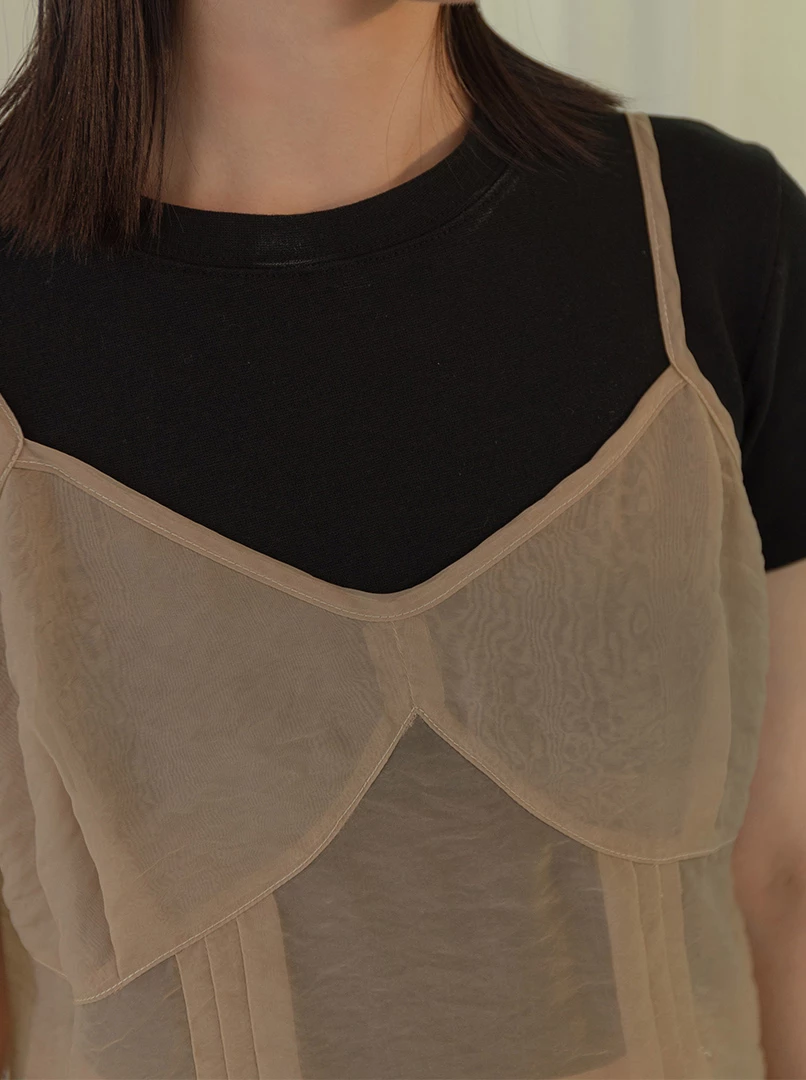 透膚細肩雪紡背心