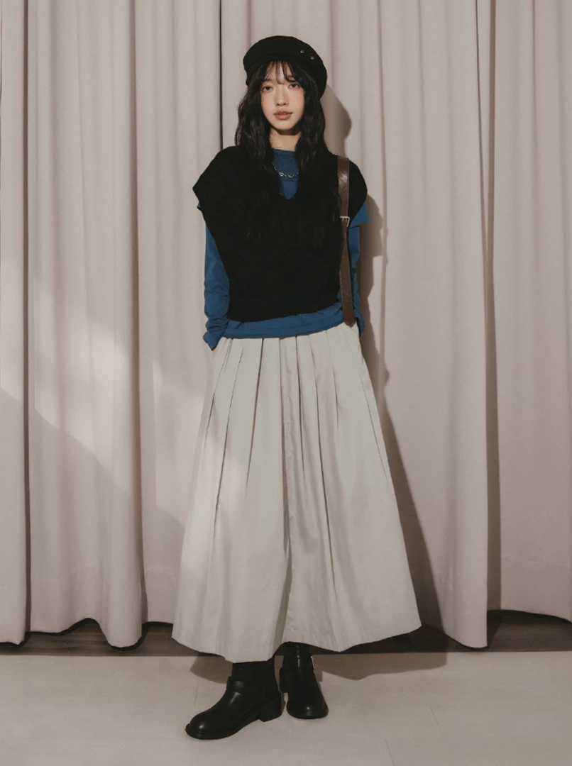 立體格子針織背心