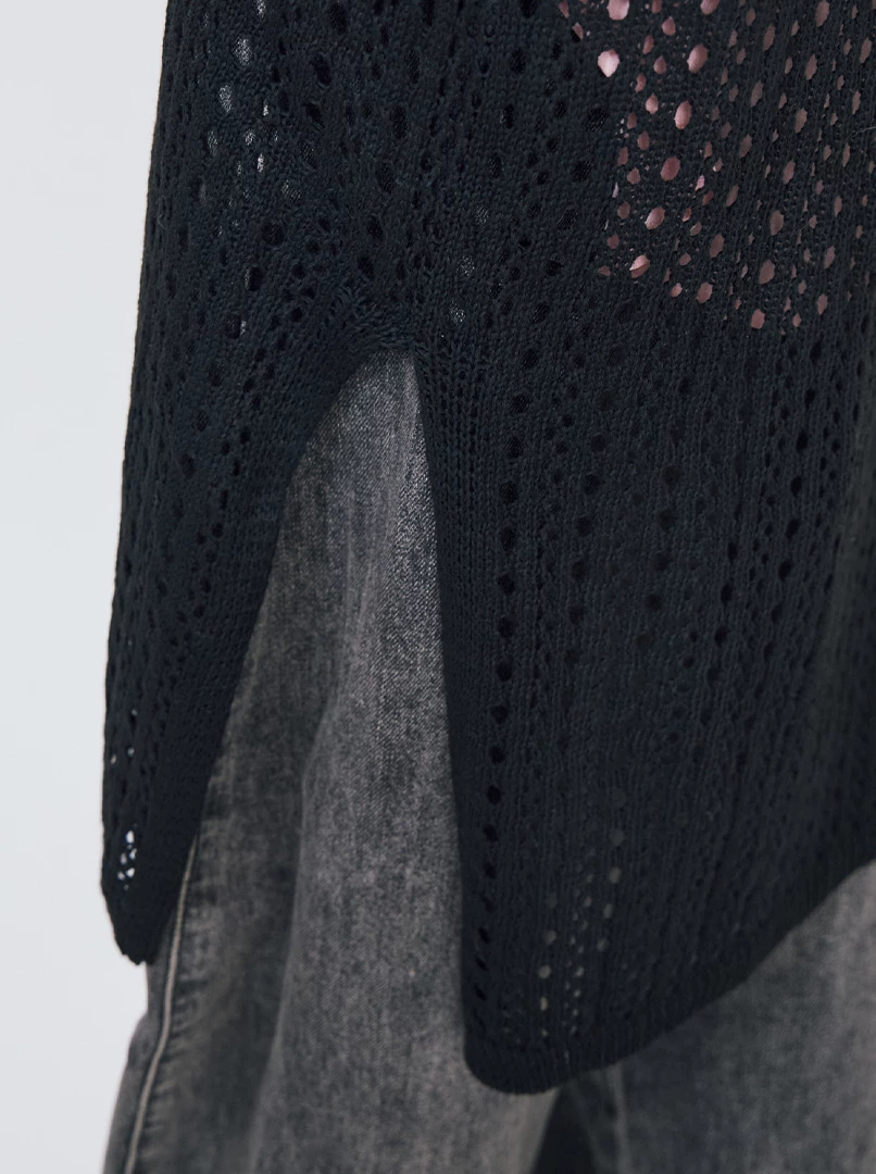 U領簍空針織背心