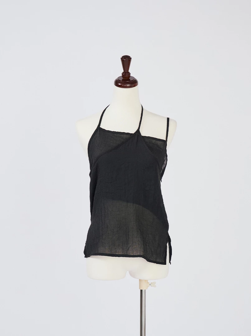 薄紗微透繫帶背心