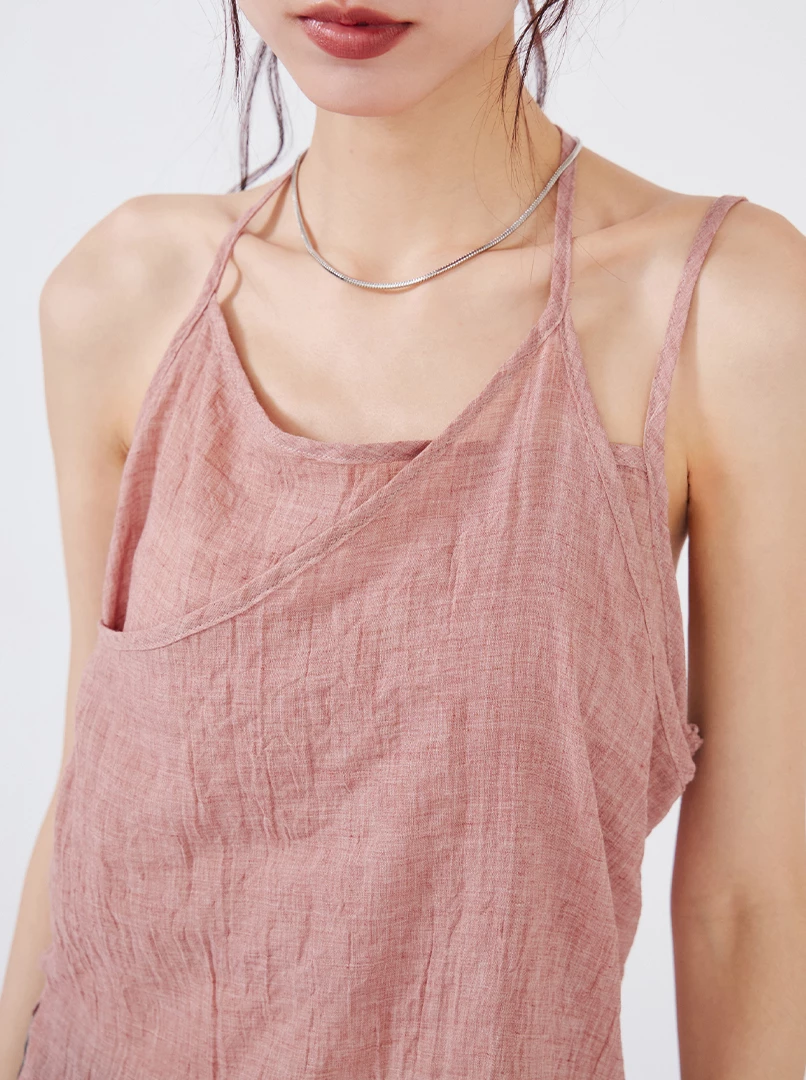 薄紗微透繫帶背心